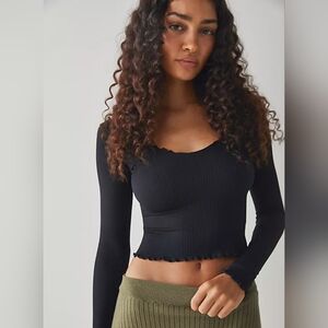 Free People Seamless Crop Top In Black Size XS